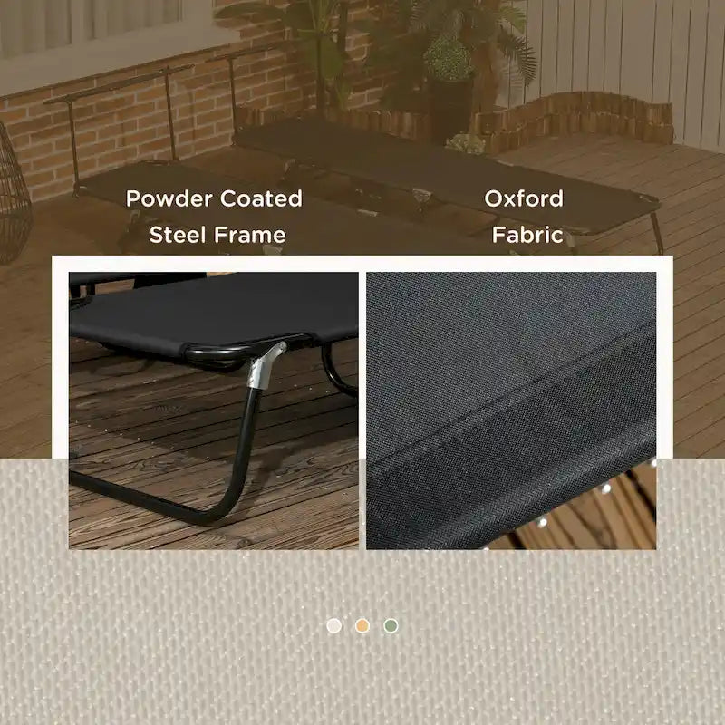 Chaises longues pliantes Outsunny pour piscine, chaises de bronzage d'extérieur avec auvent et dossier inclinable