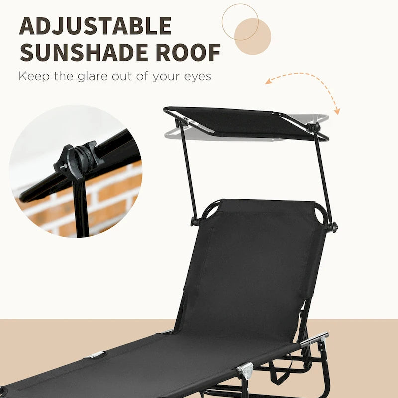 Chaises longues pliantes Outsunny pour piscine, chaises de bronzage d'extérieur avec auvent et dossier inclinable