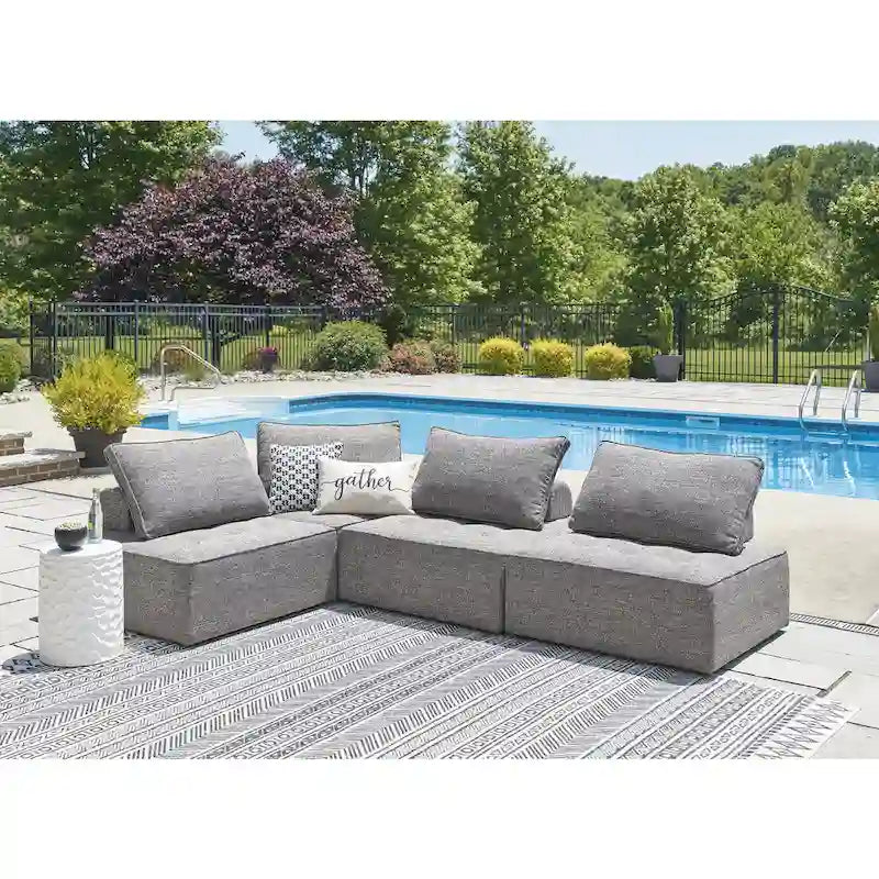 Signature Design by Ashley Bree Zee Gray 4-Piece Outdoor Sectional - 114  W x 38  D x 34  H