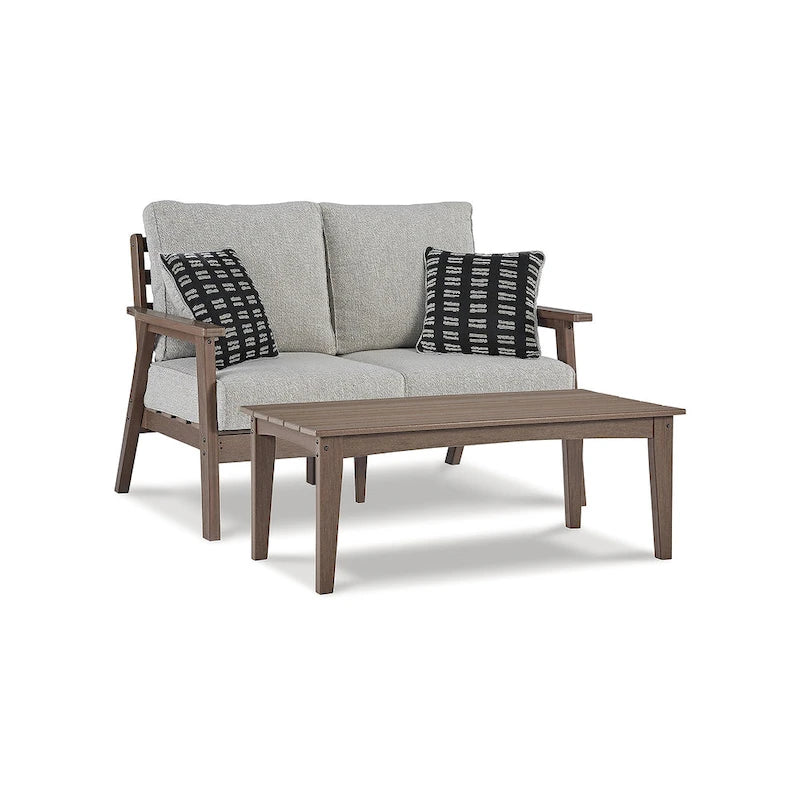 Signature Design by Ashley Emmeline Brown/Beige 2-Piece Outdoor Seating Package - 53.5  W x 34.5  D x 35  H
