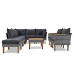 Ensemble de conversation en rotin pour patio, 9 pièces, avec table basse et coussin lavable
