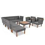 Ensemble de conversation en rotin pour patio, 9 pièces, avec table basse et coussin lavable