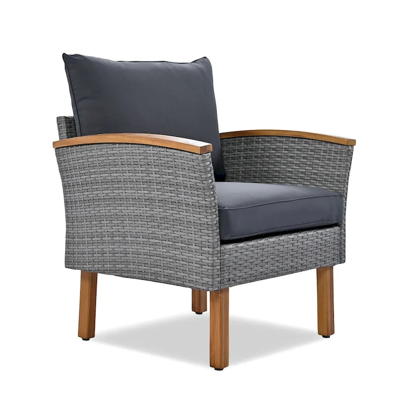 Ensemble de conversation en rotin pour patio, 9 pièces, avec table basse et coussin lavable