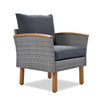 Ensemble de conversation en rotin pour patio, 9 pièces, avec table basse et coussin lavable