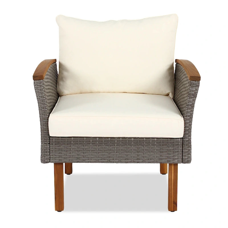 Ensemble de conversation en rotin pour patio, 9 pièces, avec table basse et coussin lavable