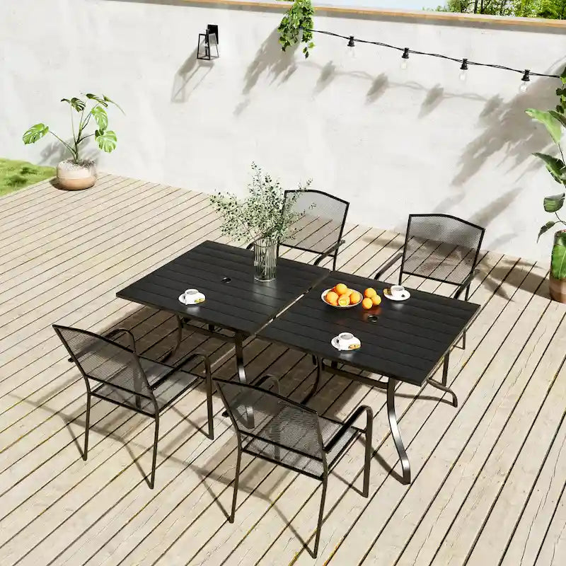 Ensemble table et chaises de jardin en maille d'acier Clihome Outdoor 6 pièces