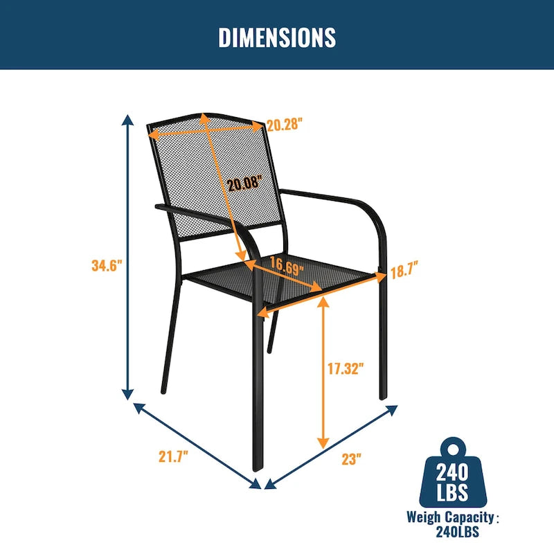 Ensemble table et chaises de jardin en maille d'acier Clihome Outdoor 6 pièces