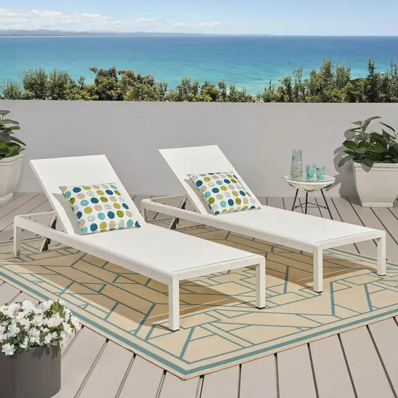 Ensemble de 2 chaises longues d'extérieur