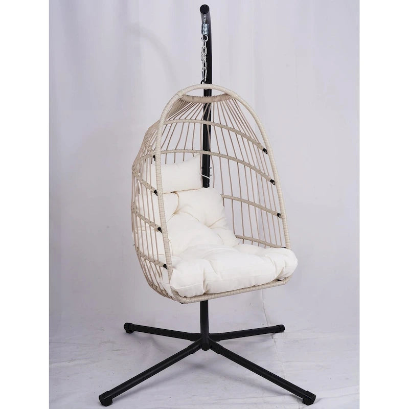 Fauteuil suspendu d'extérieur en forme d'œuf avec support