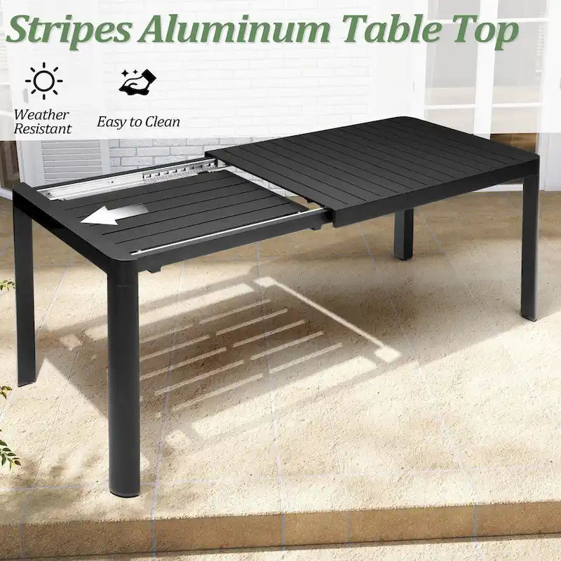 Table de jardin extensible en aluminium 7 pièces avec chaise pliante - Non disponible