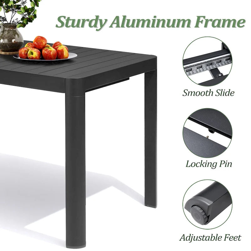 Table de jardin extensible en aluminium 7 pièces avec chaise pliante - Non disponible