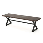 Banc de jardin Romita, pieds en X, métal brun, acier noir, 160 cm