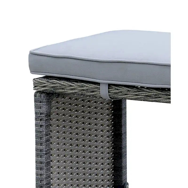 Ensemble de 6 tabourets de bar de terrasse en aluminium tressé et assise rembourrée en tissu, gris