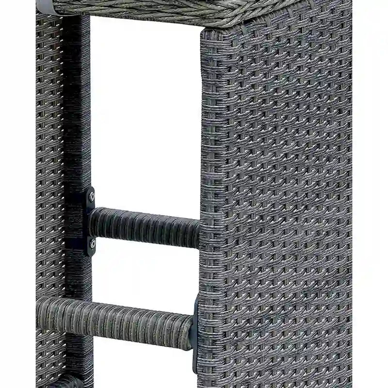 Ensemble de 6 tabourets de bar de terrasse en aluminium tressé et assise rembourrée en tissu, gris