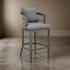 Hosa 26 Inch Outdoor Patio Counter Stool Chair, Gray Aluminum, Woven Rope