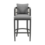 Tabouret de bar d'extérieur Hosa 66 cm, aluminium gris, corde tressée