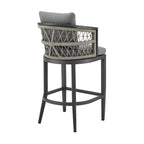 Tabouret de bar d'extérieur Hosa 66 cm, aluminium gris, corde tressée