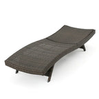 Chaise longue Mach, en rotin tressé marron moka, incurvée, 200 cm