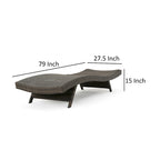Chaise longue Mach, en rotin tressé marron moka, incurvée, 200 cm