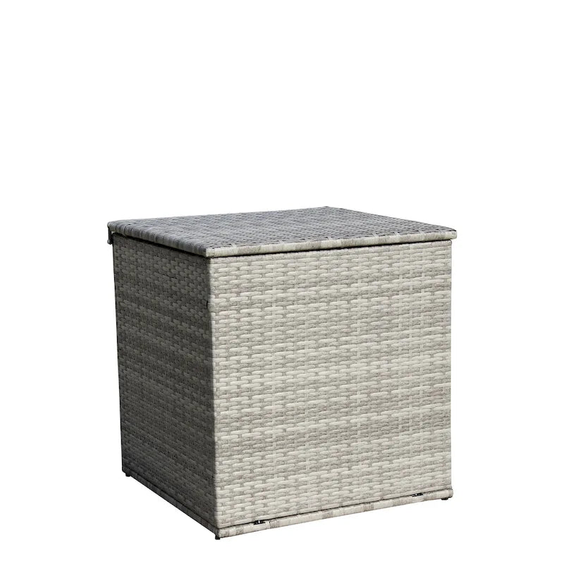 Ensemble de mobilier de patio 4 pièces, ensemble de conversation extérieur résistant aux intempéries, canapé d'angle en rotin tressé avec coffre de rangement et table.