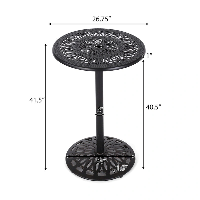 Table de bar en aluminium 41,5 pouces, finition cuivre, style rustique moderne pour l'extérieur