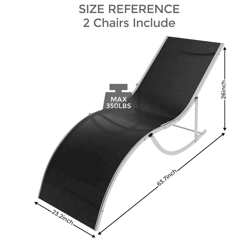 Ensemble de 2 chaises longues inclinables d'extérieur pour terrasse ou jardin - Non applicable