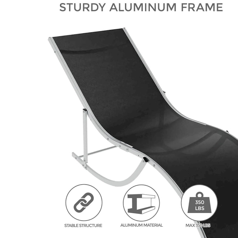 Ensemble de 2 chaises longues inclinables d'extérieur pour terrasse ou jardin - Non applicable