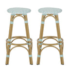 Tabourets de bar d'extérieur Starla en aluminium et osier, 75 cm (lot de 2), par Christopher Knight Home - Non disponible