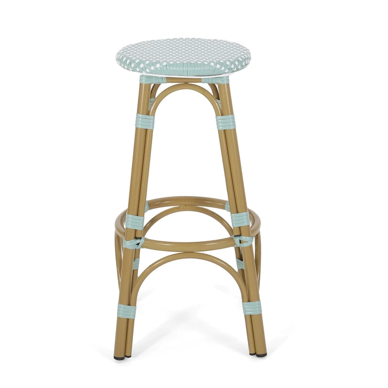 Tabourets de bar d'extérieur Starla en aluminium et osier, 75 cm (lot de 2), par Christopher Knight Home - Non disponible