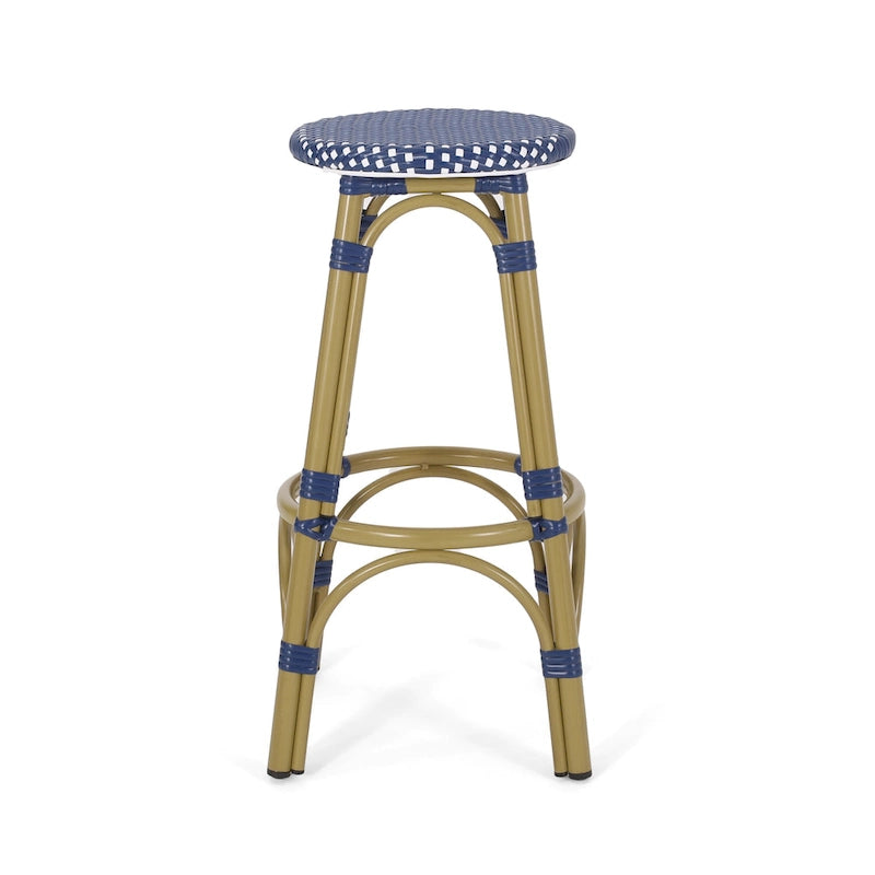 Tabourets de bar d'extérieur Starla en aluminium et osier, 75 cm (lot de 2), par Christopher Knight Home - Non disponible