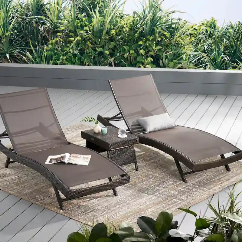 Kauai Outdoor 3-piece Adjustable Chaise Lounge Set by Christopher Knight Home
