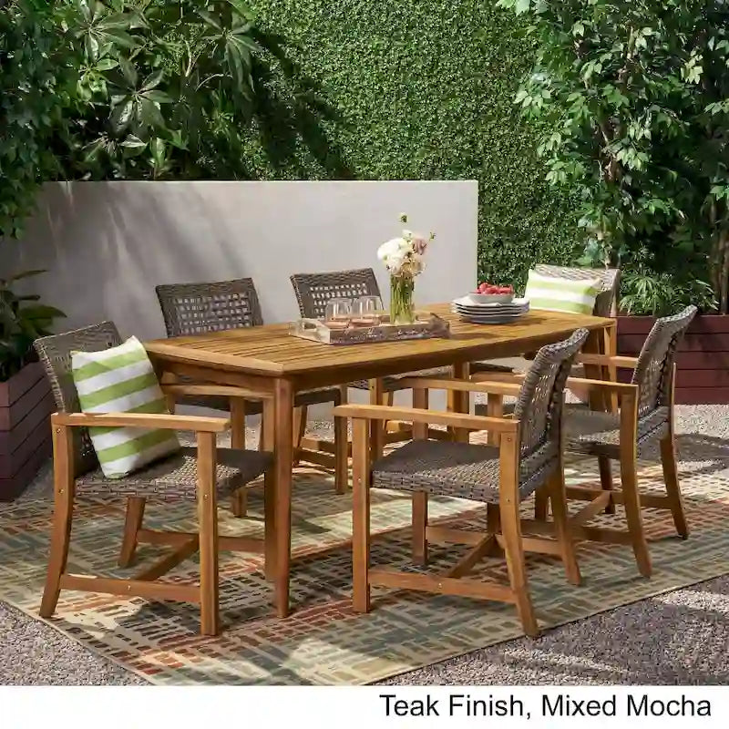 Ensemble de salle à manger d'extérieur Botsford 6 places en bois d'acacia par Christopher Knight Home