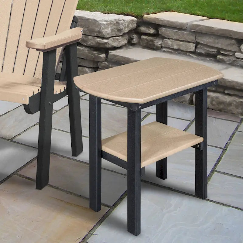 Table d'appoint ovale OS Home and Office Model, finition Weatherwood, piètement noir