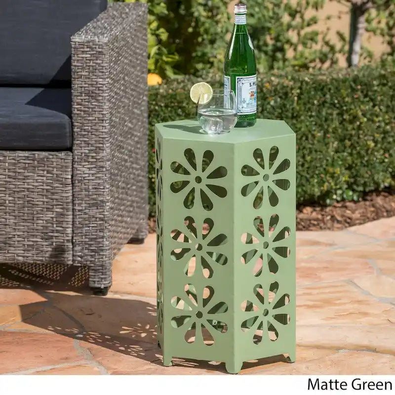 Table d'appoint florale d'extérieur Dandelion de 35,5 cm (14 pouces) par Christopher Knight Home