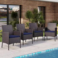 Patio Rattan Chair Set of 4, Outdoor Modern PE Wicker Armchair with Removable Cushions for Deck, Garden, Balcony