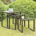 Viro Contemporary Espresso Glass Top Outdoor Nesting Table (Set of 3) by Furniture of America