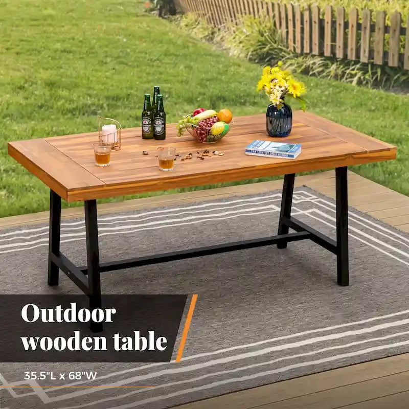 Ensemble de salle à manger d'extérieur 6 pièces MAISON ARTS en bois d'acacia et rotin avec coussins