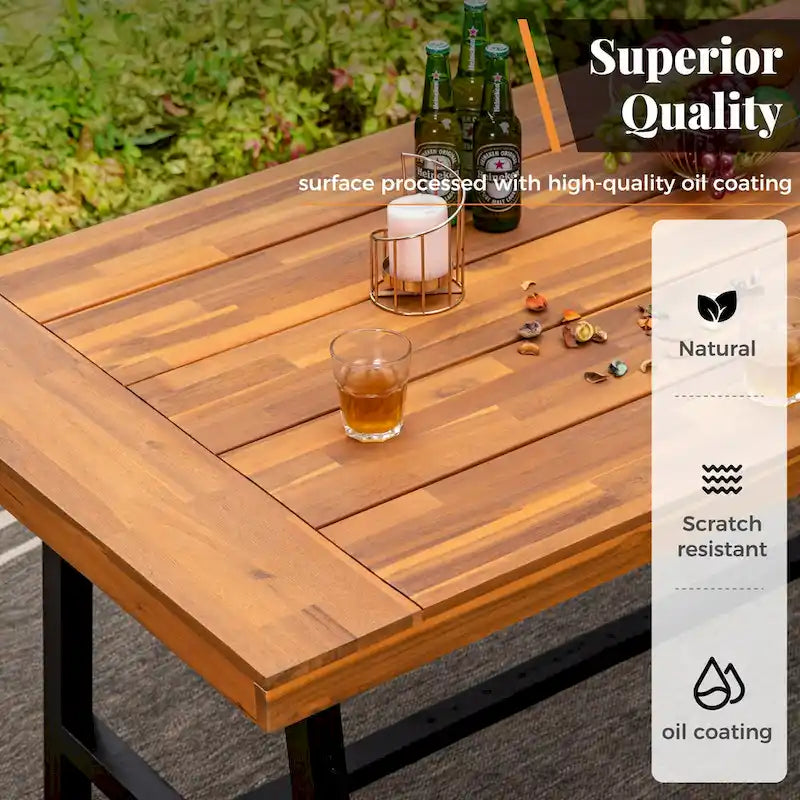 Ensemble de salle à manger d'extérieur 6 pièces MAISON ARTS en bois d'acacia et rotin avec coussins