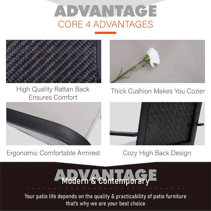 Ensemble de salle à manger d'extérieur MAISON ARTS 7 pièces, 6 chaises en rotin avec coussin et 1 table avec trou pour parasol - Non disponible