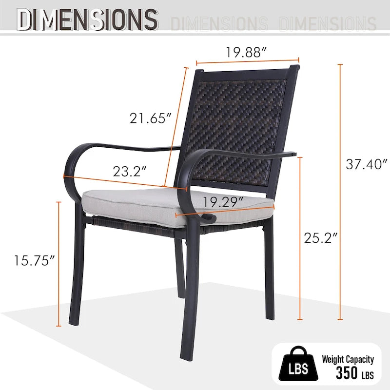 Ensemble de salle à manger d'extérieur MAISON ARTS 7 pièces, 6 chaises en rotin avec coussin et 1 table avec trou pour parasol - Non disponible