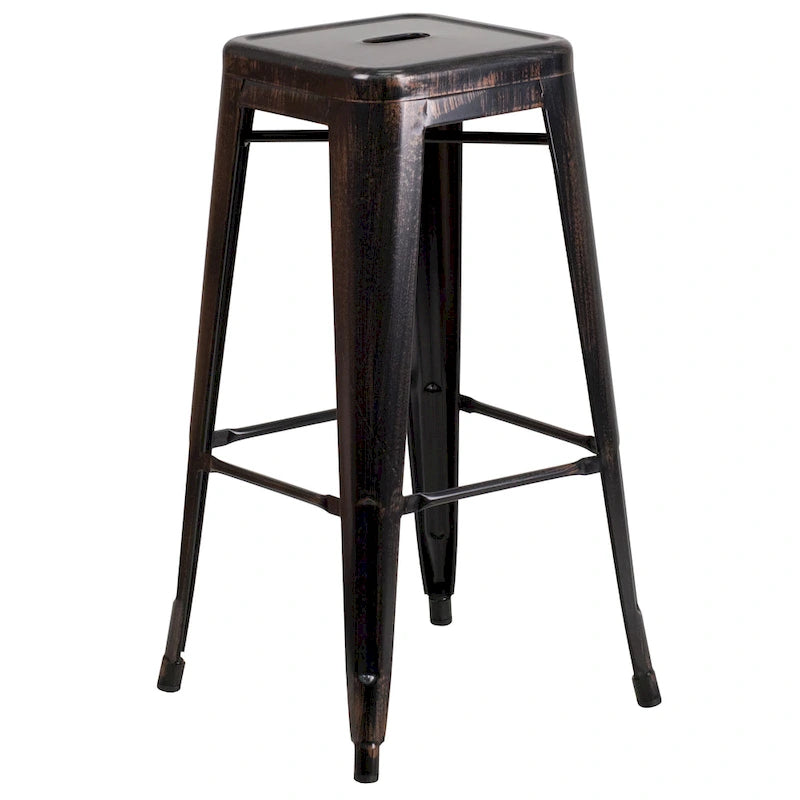 Ensemble table de bar carrée en métal pour intérieur/extérieur (60,3 cm) avec 2 tabourets carrés - 70,5 cm (L) x 70,5 cm (P) x 101,6 cm (H)