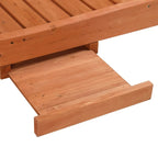 Chaise longue d'extérieur individuelle en bois massif avec roulettes