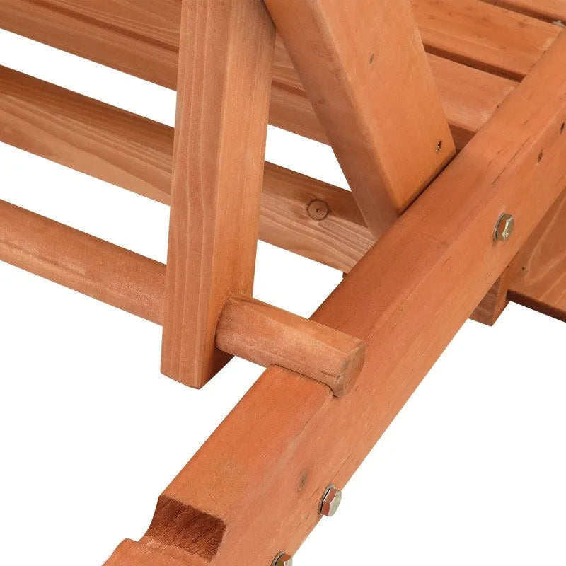 Chaise longue d'extérieur individuelle en bois massif avec roulettes