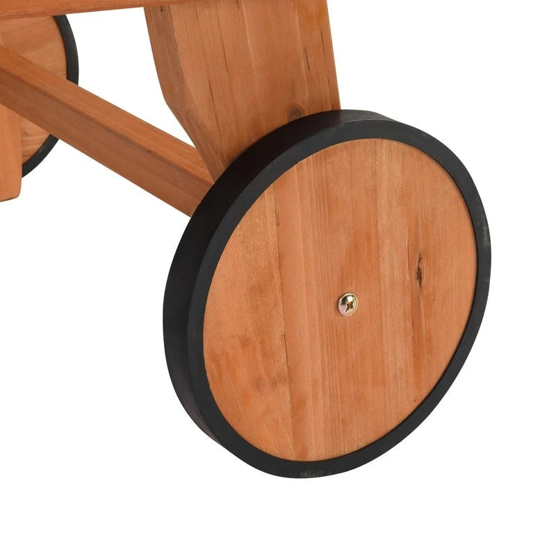 Chaise longue d'extérieur individuelle en bois massif avec roulettes