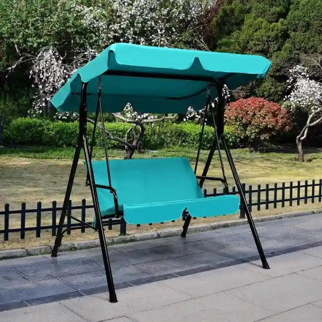Balançoire 2 places résistante aux intempéries avec auvent pour porche, jardin, cour arrière et pelouse - 55,0 x 43,5 x 60,5 (L x l x H)