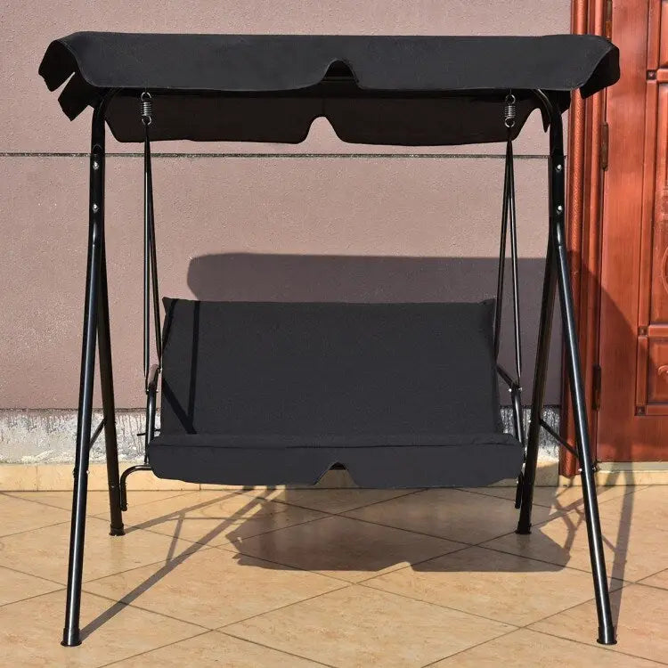 Balançoire 2 places résistante aux intempéries avec auvent pour porche, jardin, cour arrière et pelouse - 55,0 x 43,5 x 60,5 (L x l x H)