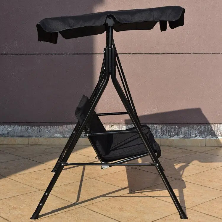 Balançoire 2 places résistante aux intempéries avec auvent pour porche, jardin, cour arrière et pelouse - 55,0 x 43,5 x 60,5 (L x l x H)