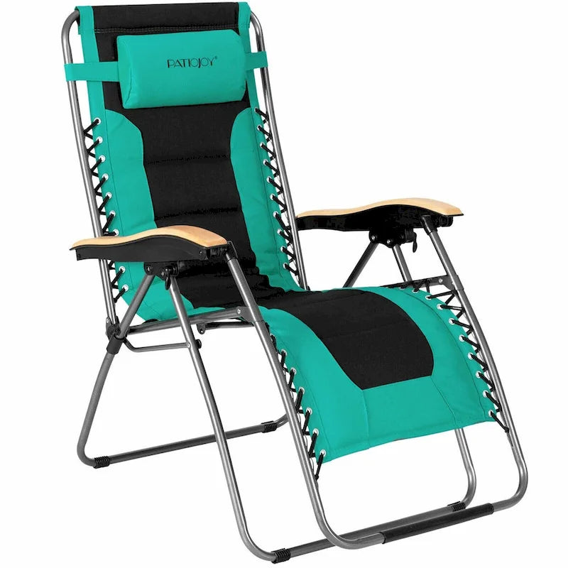 Oversize Folding Adjustable Padded Zero Gravity Lounge Chair - 29.5  x 29  - 63  x 33  - 44.5  (L x W x H)