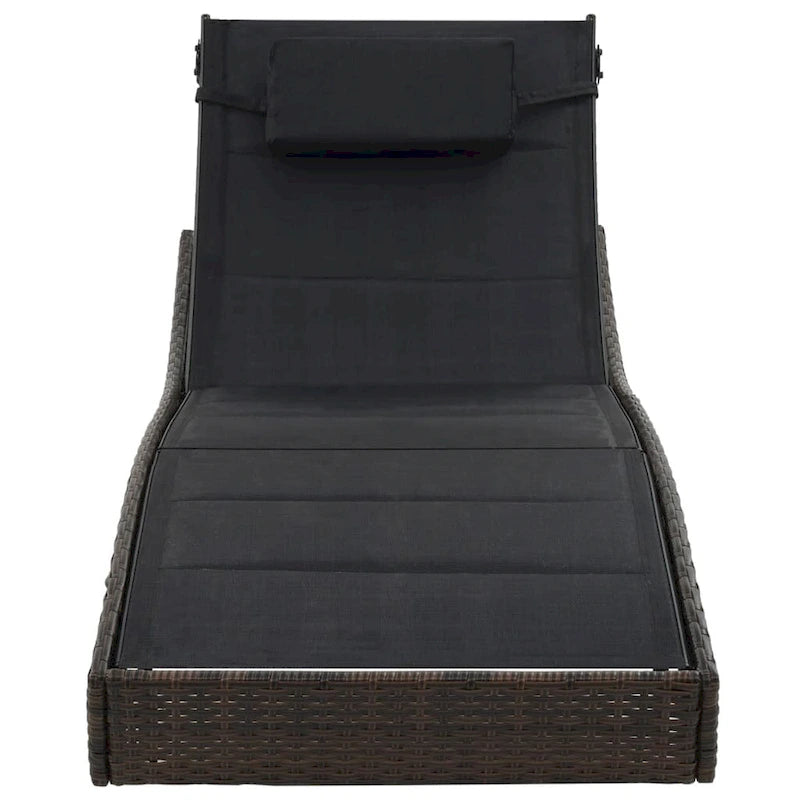 Chaise longue de jardin vidaXL en polyrotin et textilène noir/marron - 83,9 x 27,6 x (15,7 -36 )