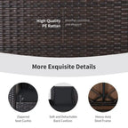 Balancelle suspendue en osier pour 2 personnes avec 2 coussins de dossier et 1 coussin d'assise - 50 x 22 x 20,5 (L x l x H)